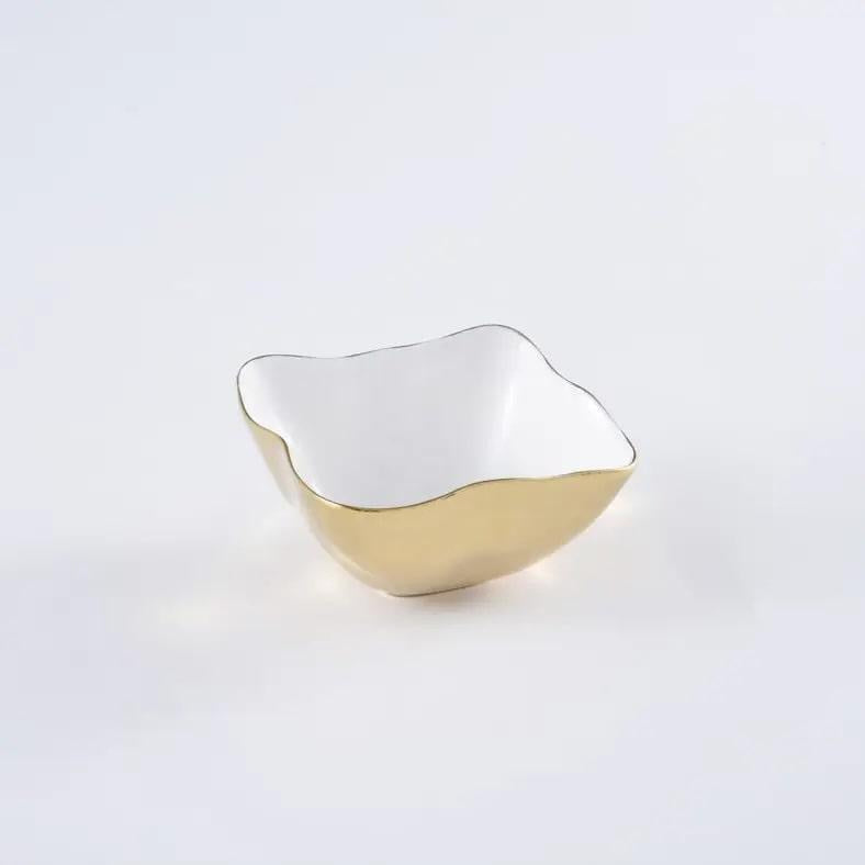 Moonlight White & Gold Porcelain Tidbit Bowl
